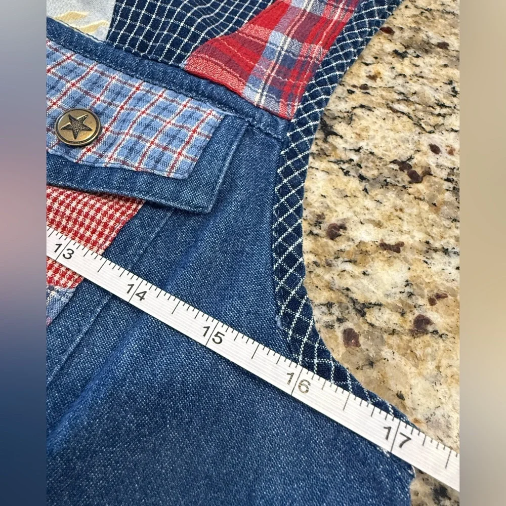 Koret vintage denim western vest patchwork floral button up SZ SP - Picture 9 of 12